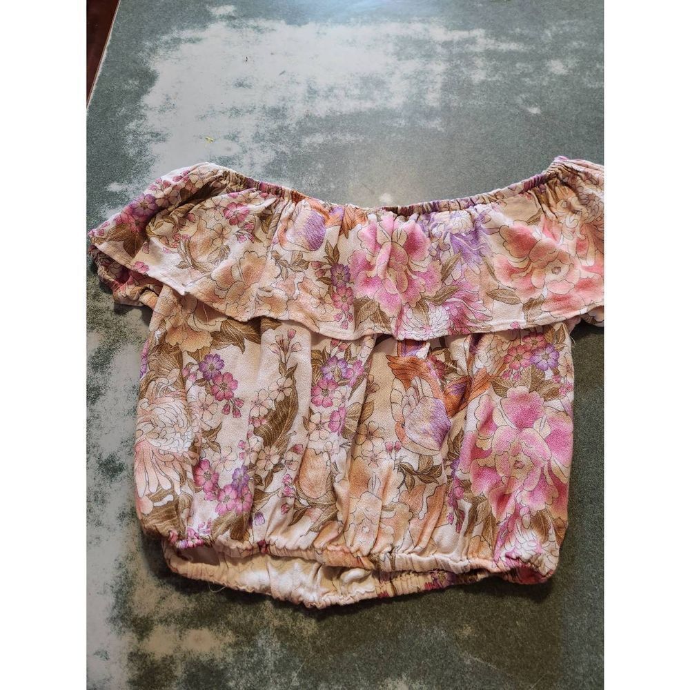 Spell Floral Off-Shoulder Blouse - Pink, Purple, Cream - Picture 3 of 6